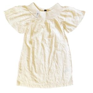Old Navy cream eyelet lace smocked neckline short sleeve shift dress